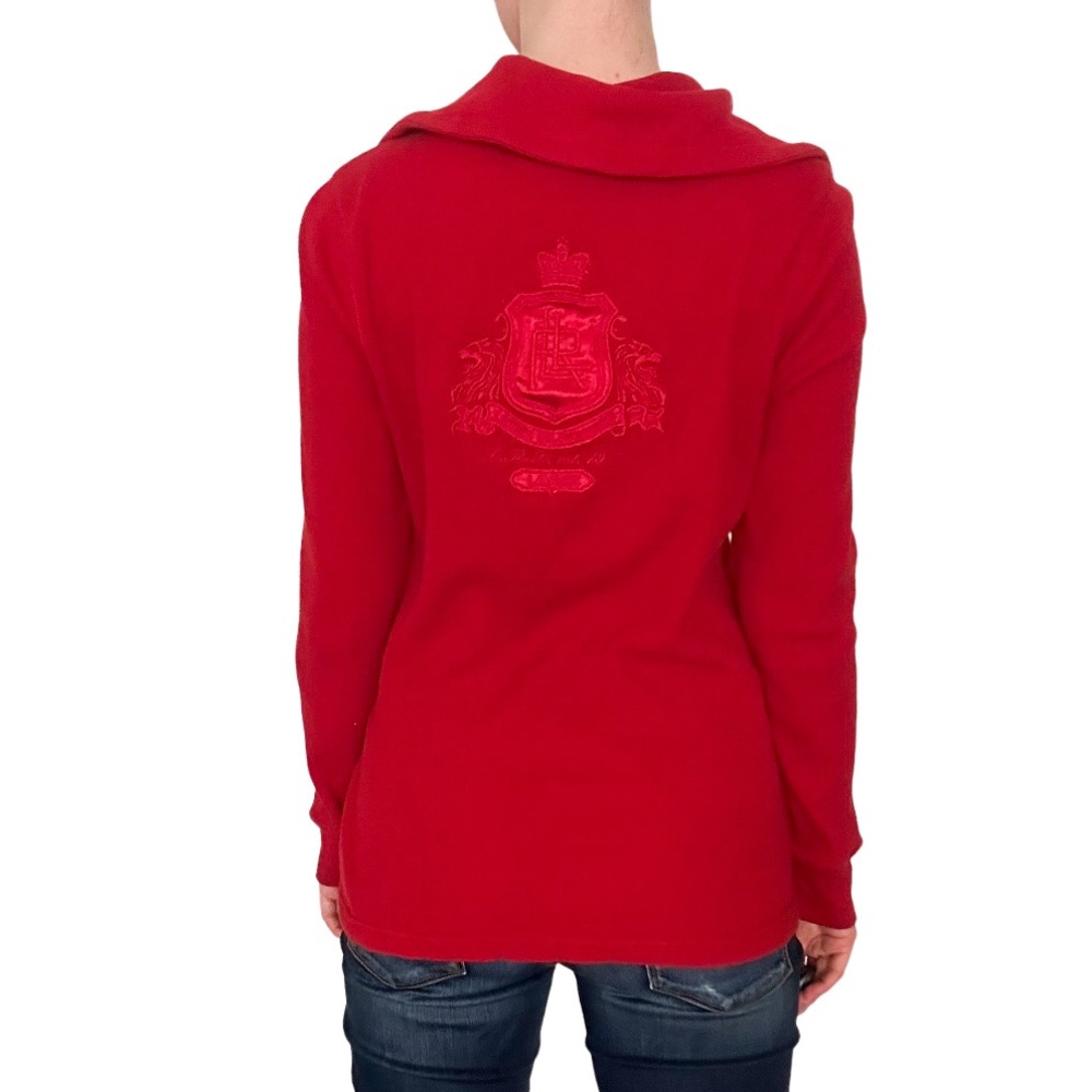 Ralph Lauren Logo Active Red Quarter Zip Pullover Jacket Drawstring Sweater